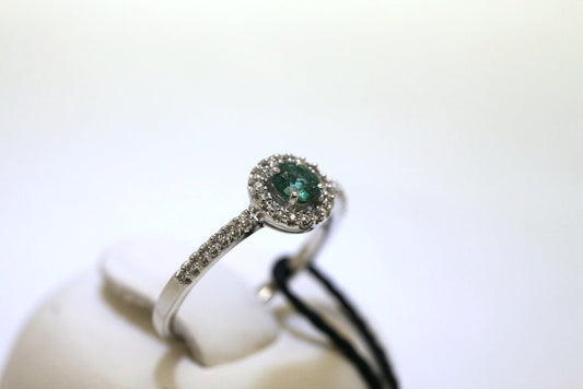 Anello smeraldo e diamanti oro bianco 18 Kt - Pasquale Parisi