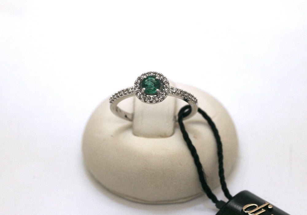 Anello smeraldo e diamanti oro bianco 18 Kt - Pasquale Parisi