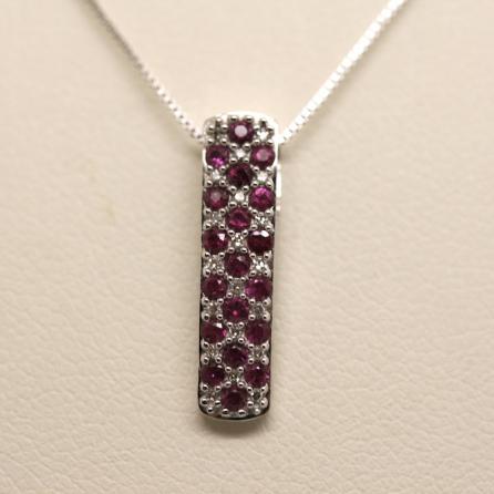 Collana Pendente con Diamanti e Rubini