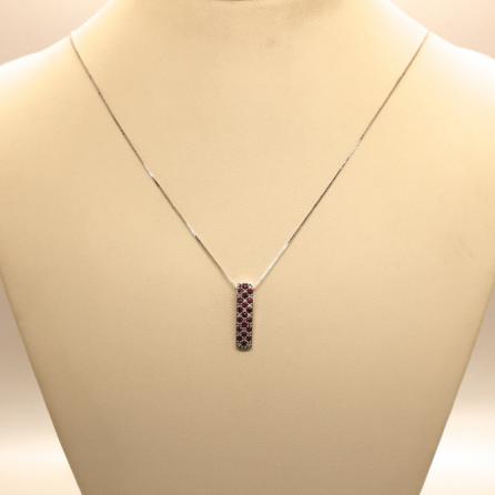 Collana Pendente con Diamanti e Rubini