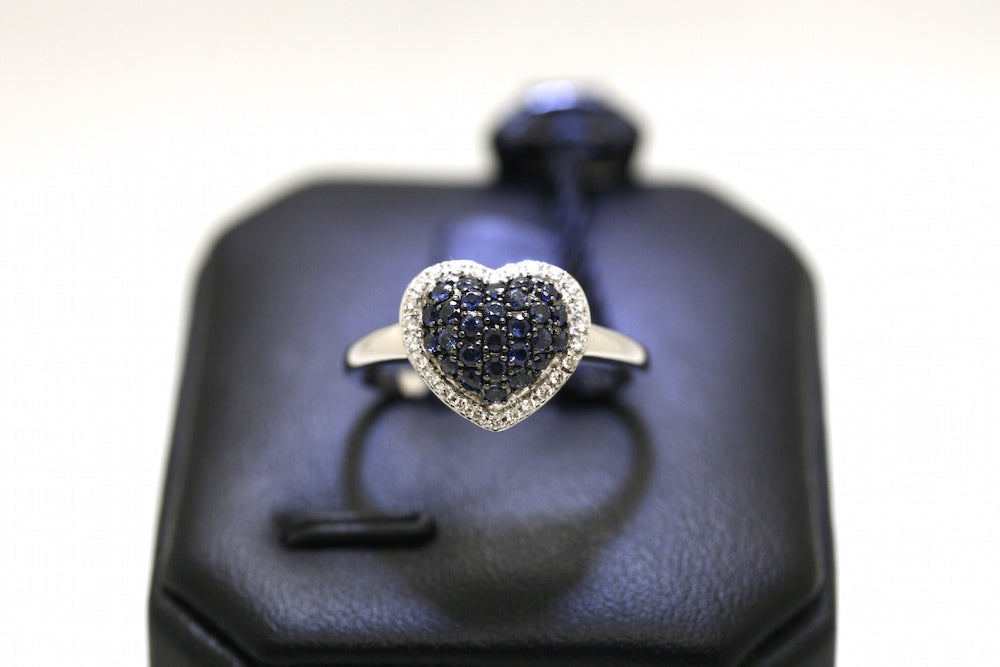 Anello Cuore Diamanti e Zaffiri