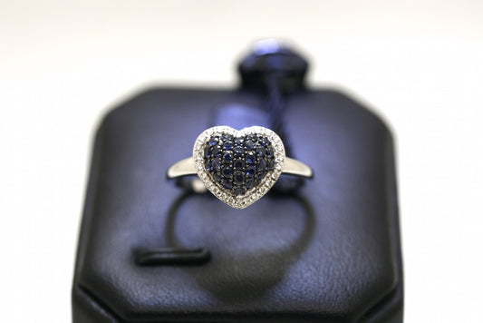 Anello Cuore Diamanti e Zaffiri