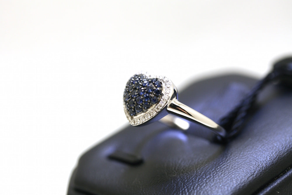 Anello Cuore Diamanti e Zaffiri